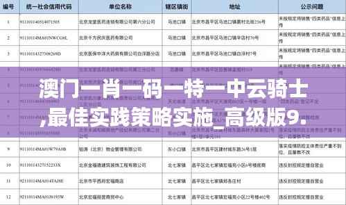 澳门一肖一码一特一中云骑士,最佳实践策略实施_高级版9.438