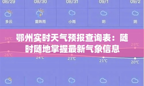 鄂州实时天气预报查询表:随时随地掌握最新气象信息