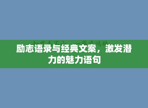 励志语录与经典文案,激发潜力的魅力语句