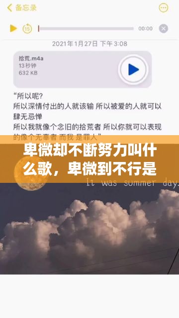 卑微却不断努力叫什么歌,卑微到不行是怎么样的